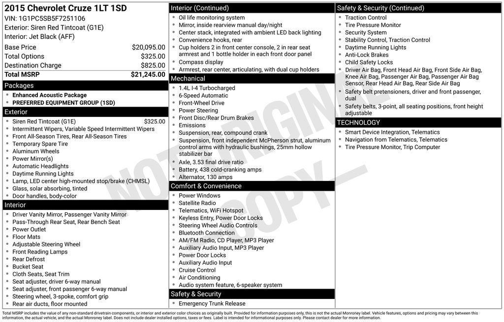 2015 Chevrolet Cruze LT