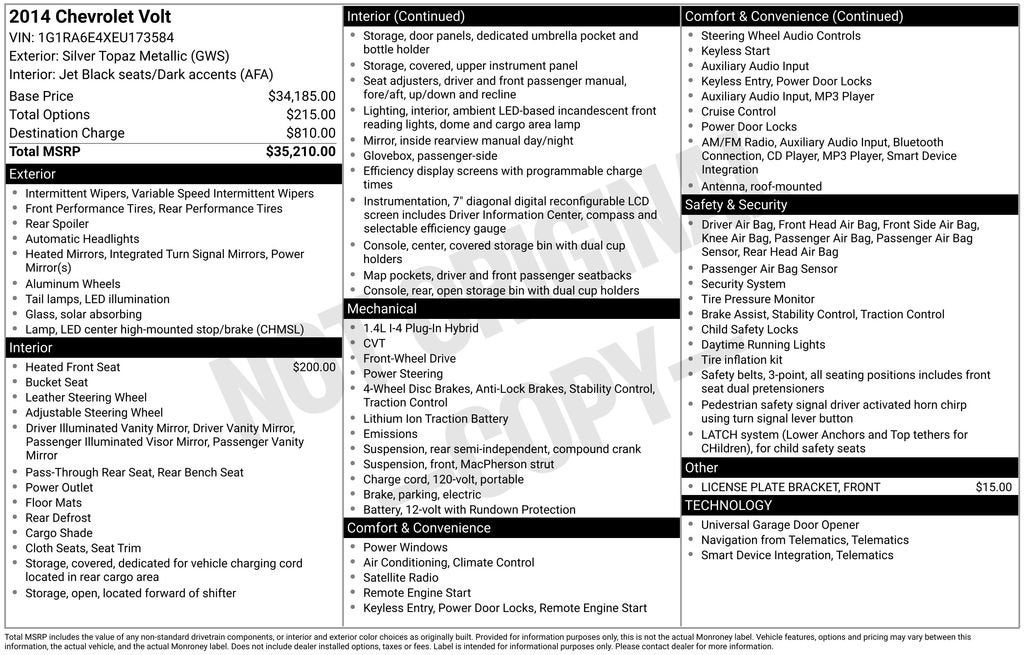 2014 Chevrolet Volt 5dr HB