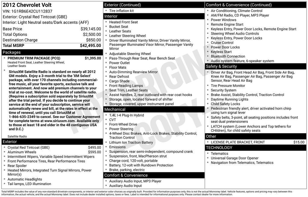 2012 Chevrolet Volt 5dr HB