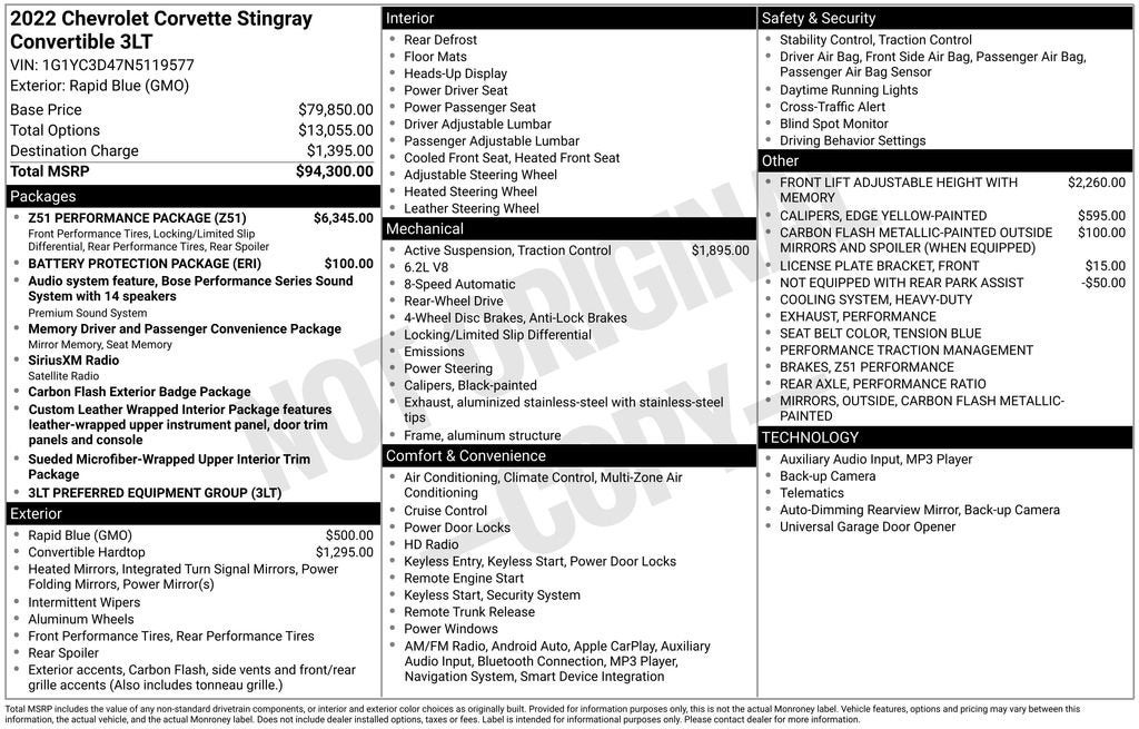 2022 Chevrolet Corvette Stingray 3LT