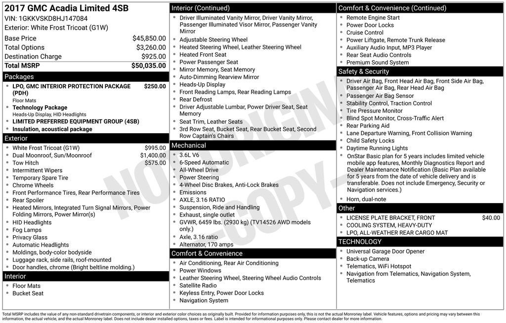 2017 GMC Acadia Limited Limited