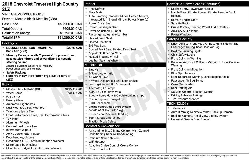 2018 Chevrolet Traverse High Country