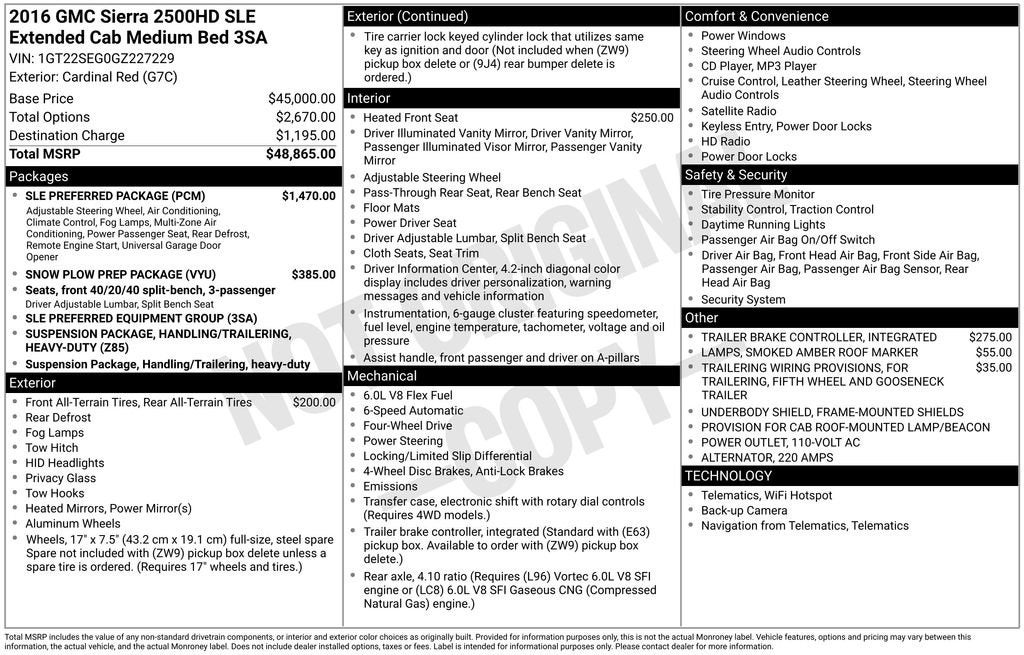 2016 GMC Sierra 2500 HD SLE