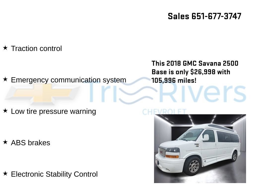 2018 GMC Savana Cargo 2500 Work Van