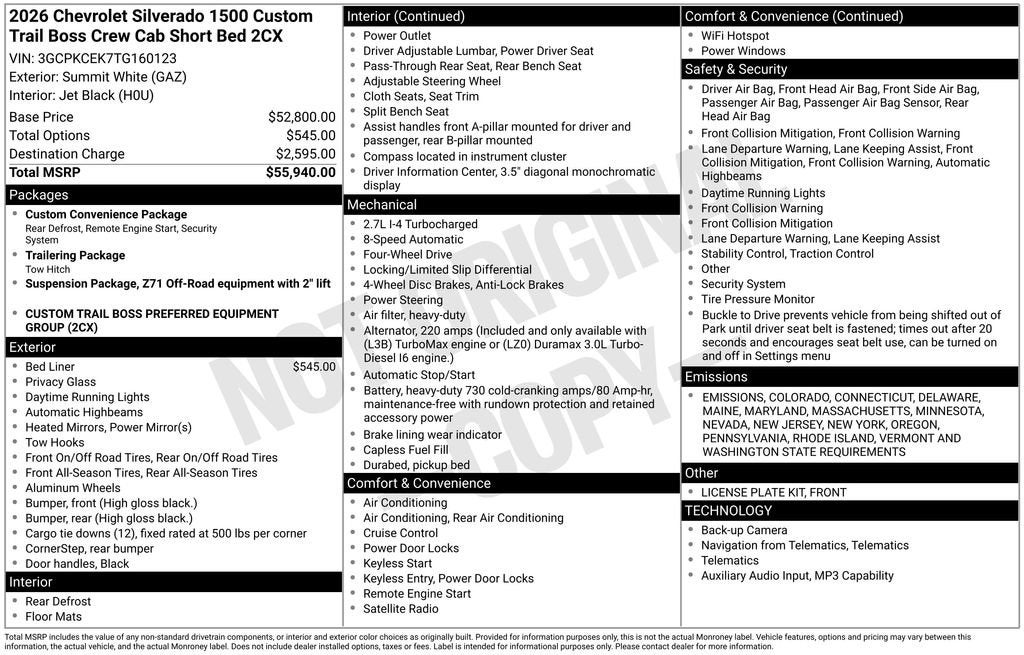 2026 Chevrolet Silverado 1500 Custom Trail Boss