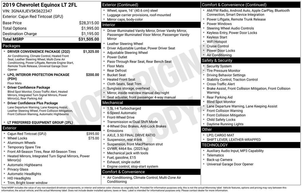 Used 2019 Chevrolet Equinox 2FL with VIN 3GNAXJEV5KS622347 for sale in Hastings, Minnesota