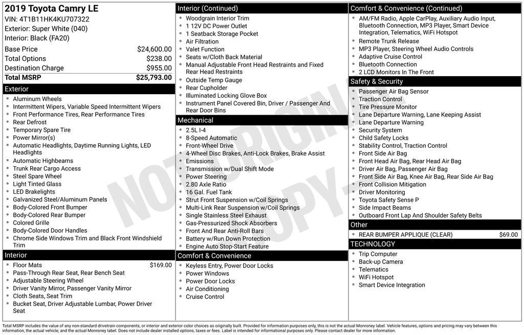 2019 Toyota Camry LE