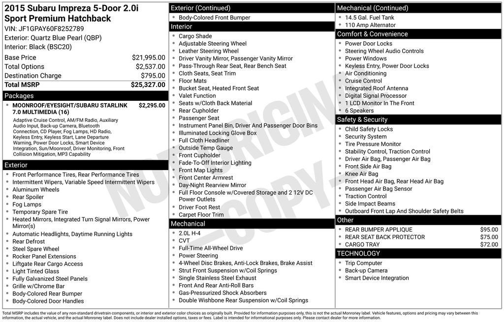 2015 Subaru Impreza Wagon 2.0i Sport Premium