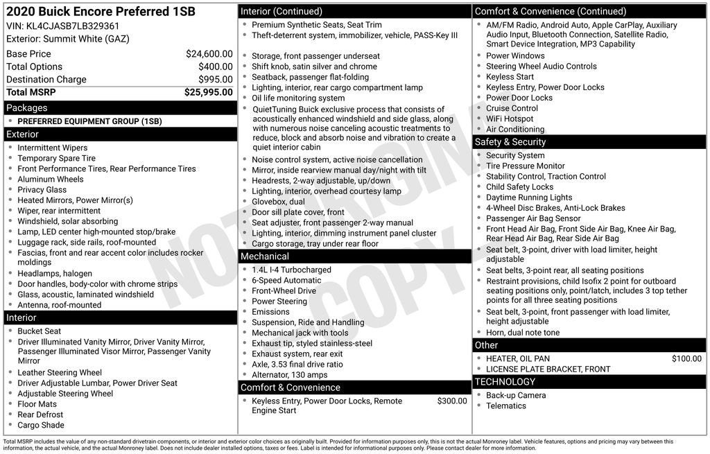 2020 Buick Encore Preferred