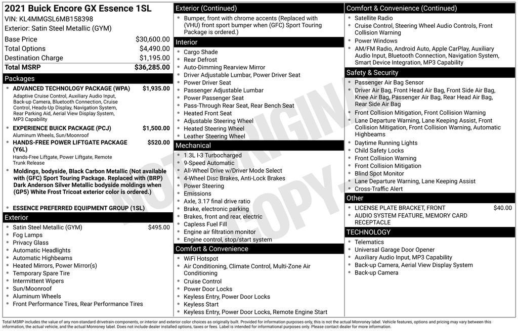 Used 2021 Buick Encore GX Essence with VIN KL4MMGSL6MB158398 for sale in Hastings, Minnesota