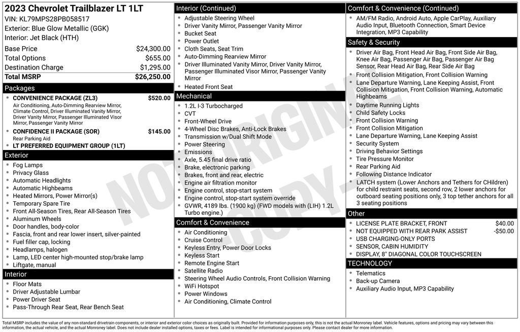 Used 2023 Chevrolet TrailBlazer LT with VIN KL79MPS28PB058517 for sale in Hastings, Minnesota